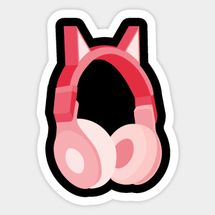 Pink Cat Ear Headphones Sticker